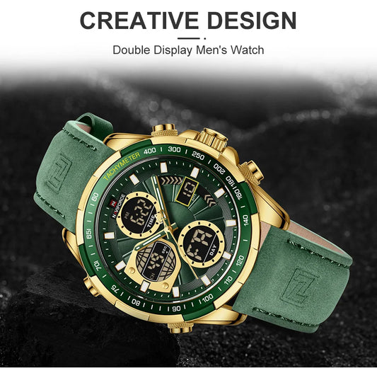 New NAVIFORCE Watches for Men Leather Mens Military Sport Waterproof Watch Quartz WristWatch Chronograph Male Clock